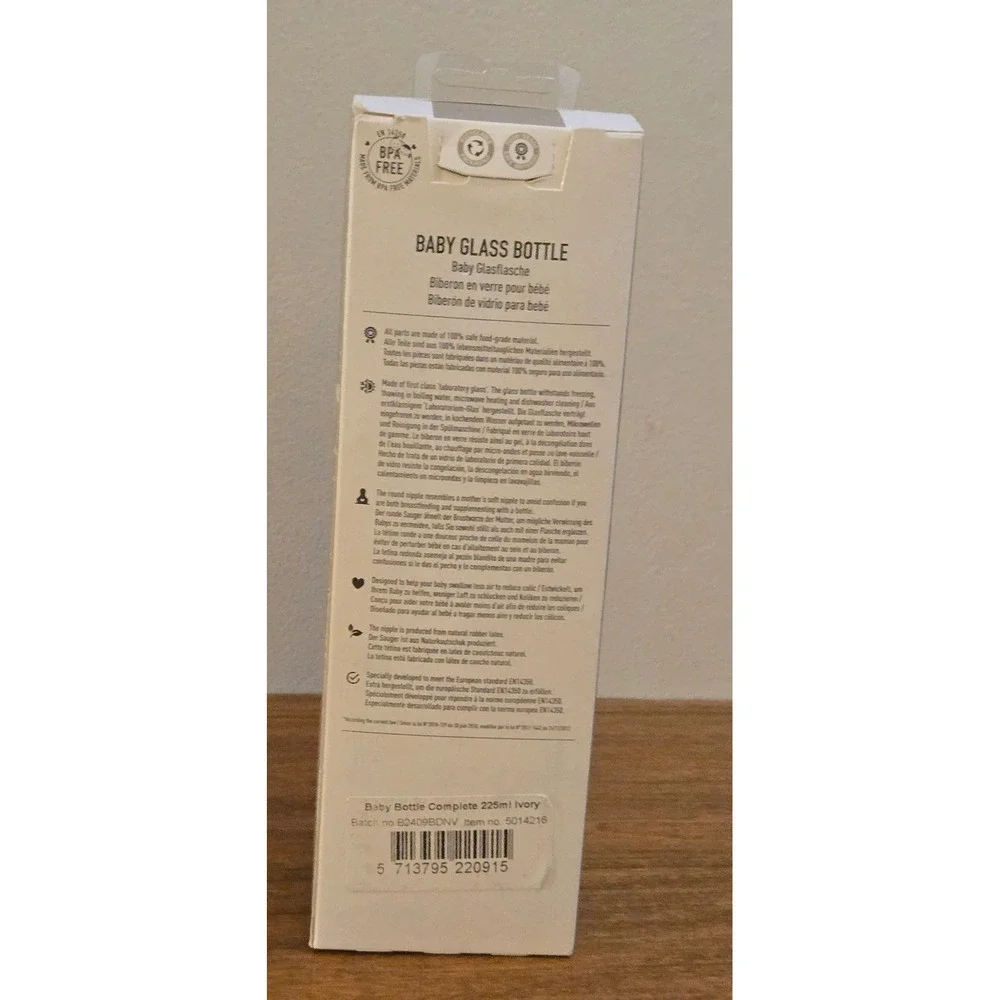 BIBS Baby Glass Bottle Complete Set 8oz 225ml Ivory Slow Flow Anti-Colic 5014216